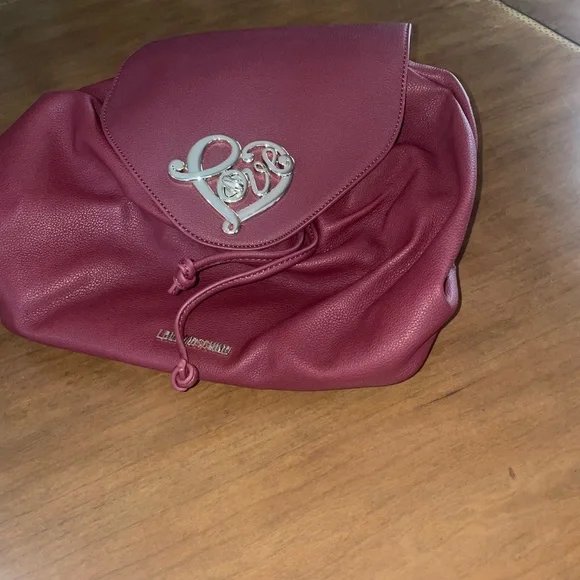 Love Moschino Dark Red Backpack with Heart Accent Love Moschino Dark Red Backpack with Heart Accent main image 4
